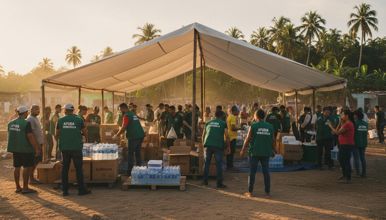Voluntarios brindando ayuda humanitaria